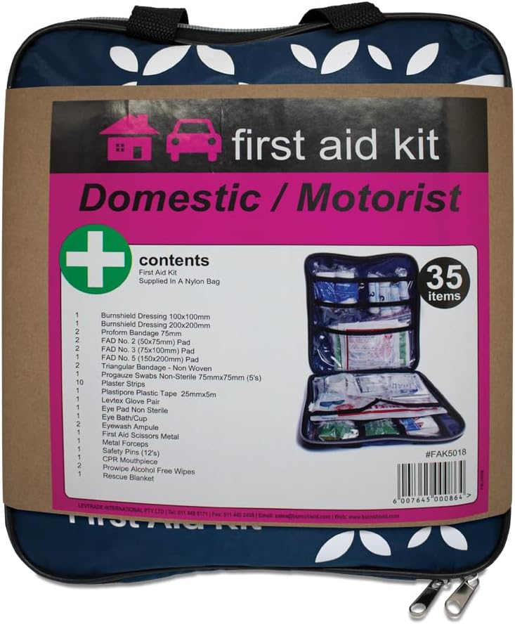 Deluxe Domestic Motorist First Aid Kit, Multicolor, 34 items